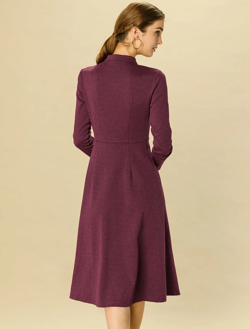 Allegra K Plaid Button Up Tie Neck Midi Dress 14 Allegra K Plaid Button Up Tie Neck Midi Dress