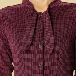 Allegra K Plaid Button Up Tie Neck Midi Dress 39 Allegra K Plaid Button Up Tie Neck Midi Dress