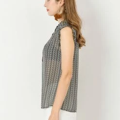 Allegra K Women's Summer Floral Print Top Button Up Ruffle Sleeveless Blouse 13 Allegra K Women's Summer Floral Print Top Button Up Ruffle Sleeveless Blouse