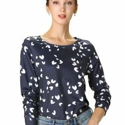 Allegra K Women Animal Leopard Print Long Sleeve Top