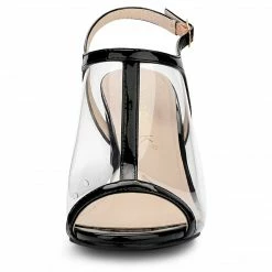 Allegra K Women's Clear Peep Toe Chunky Heel Lucite Sandals