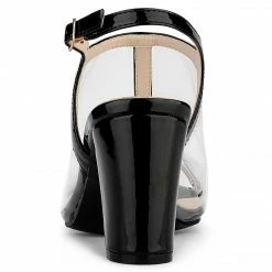 Allegra K Women's Clear Peep Toe Chunky Heel Lucite Sandals