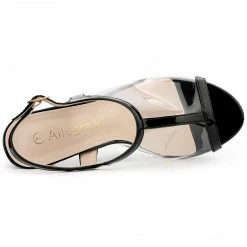Allegra K Women's Clear Peep Toe Chunky Heel Lucite Sandals