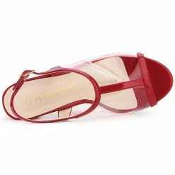 Allegra K Women's Clear Peep Toe Chunky Heel Lucite Sandals