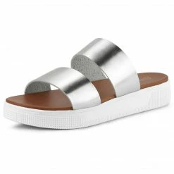 Allegra K Women's Open Toe Flatform Slides Sandals