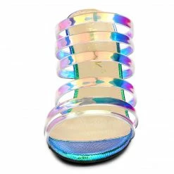 Allegra K Shoes Women's Colorful Strappy Stiletto Heel Slide Sandals