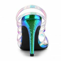 Allegra K Shoes Women's Colorful Strappy Stiletto Heel Slide Sandals