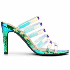 Allegra K Shoes Women's Colorful Strappy Stiletto Heel Slide Sandals