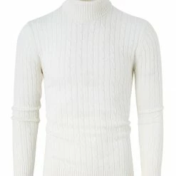 Allegra K HZ161106 R10 Men Turtleneck Long Sleeves Pullover Cable Knitted Sweater 26 Allegra K HZ161106 R10 Men Turtleneck Long Sleeves Pullover Cable Knitted Sweater