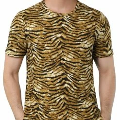 Allegra K Men's Prints Shirts Round Neck Pattern Short Sleeve T Shirt