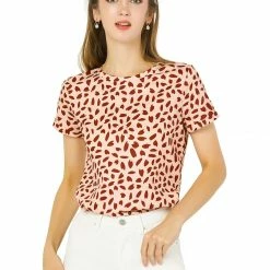 Allegra K Women's Casual Cute Irregular Dot Print Short Sleeve Top Round Neck Basic T-shirt 11 Allegra K Women's Casual Cute Irregular Dot Print Short Sleeve Top Round Neck Basic T-shirt