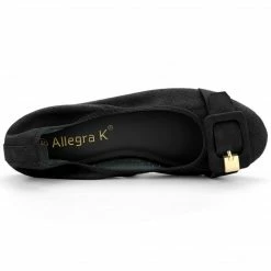 Allegra K Women's Buckle Casual Comfortable Ballet Flats