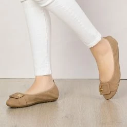 Allegra K Women's Buckle Casual Comfortable Ballet Flats