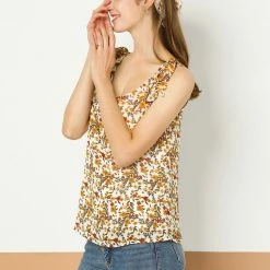 Allegra K Women's Floral Summer Sleeveless Bow Tie Decor Tank Tops Casual Blouse 25 Allegra K Women's Floral Summer Sleeveless Bow Tie Decor Tank Tops Casual Blouse