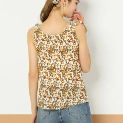 Allegra K Women's Floral Summer Sleeveless Bow Tie Decor Tank Tops Casual Blouse 26 Allegra K Women's Floral Summer Sleeveless Bow Tie Decor Tank Tops Casual Blouse