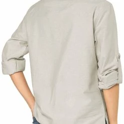 Allegra K Men Casual Banded Collar Button Down Long Sleeves Lightweight Henley Shirt