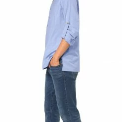 Allegra K Men Casual Banded Collar Button Down Long Sleeves Lightweight Henley Shirt