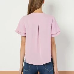 Allegra K Women's Ruffle Short Sleeve Button Down Loose Blouse Top 14 Allegra K Women's Ruffle Short Sleeve Button Down Loose Blouse Top