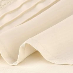 Allegra K Women's Work Casual Crochet Insert Pleated Plain Cap Sleeve Blouse