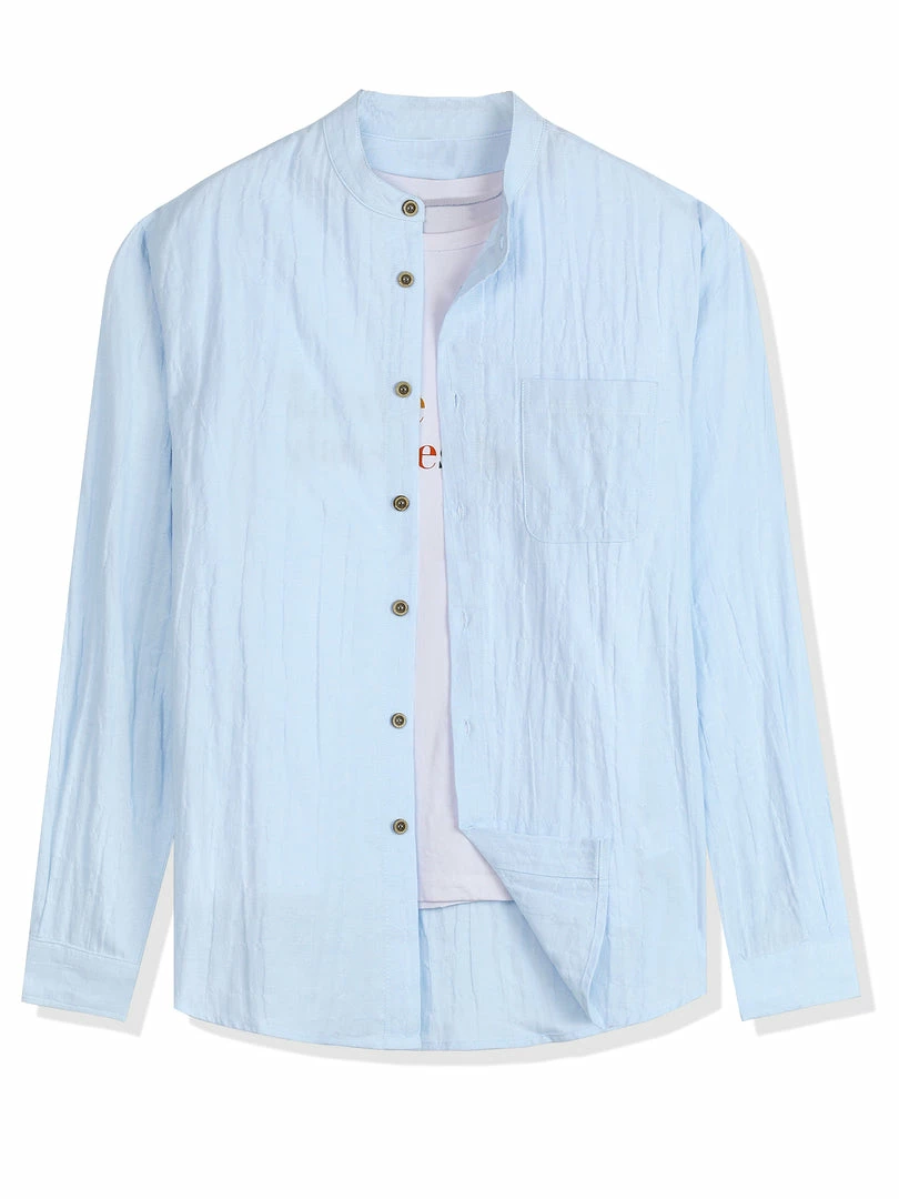 Allegra K Men Banded Collar Shirt Washed Cotton Long Sleeve Casual Button Down Shirts 17 Allegra K Men Banded Collar Shirt Washed Cotton Long Sleeve Casual Button Down Shirts