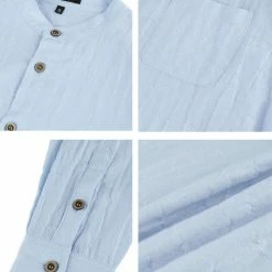 Allegra K Men Banded Collar Shirt Washed Cotton Long Sleeve Casual Button Down Shirts 55 Allegra K Men Banded Collar Shirt Washed Cotton Long Sleeve Casual Button Down Shirts