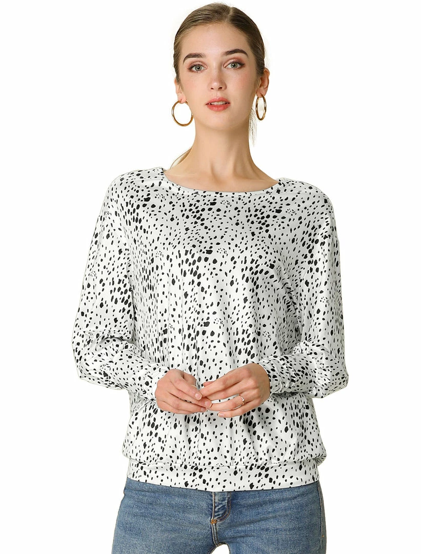 Women Allegra K Casual Round Neck Long Sleeve Leopard Print Blouson Top 10 Women Allegra K Casual Round Neck Long Sleeve Leopard Print Blouson Top