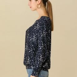 Women Allegra K Casual Round Neck Long Sleeve Leopard Print Blouson Top 25 Women Allegra K Casual Round Neck Long Sleeve Leopard Print Blouson Top