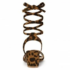 Allegra K Shoes Women's Opened Toe Chunky Mid Heeled Lace Up Sandals