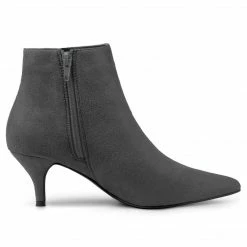 Allegra K Women's Pointed Toe Zip Stiletto Kitten Heel Ankle Booties Shoes