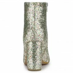 Allegra K Shoes Women's Glitter Pointed Toe Chunky Heel Ankle Boots 48 Allegra K Shoes Women's Glitter Pointed Toe Chunky Heel Ankle Boots