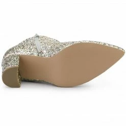 Allegra K Shoes Women's Glitter Pointed Toe Chunky Heel Ankle Boots 50 Allegra K Shoes Women's Glitter Pointed Toe Chunky Heel Ankle Boots