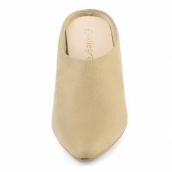 Allegra K Women's Pointed Toe Slip On Block Heel Slide Mules Shoes