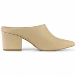 Allegra K Women's Pointed Toe Slip On Block Heel Slide Mules Shoes