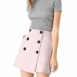 Allegra K Women's High Waist A-line Above Knee Button Up Skirt