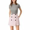 Allegra K Women's High Waist A-line Above Knee Button Up Skirt
