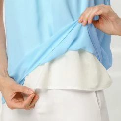 Allegra K Women's Casual Shirts Short Sleeves Ruched Round Neck Tops With Ruffle Decor