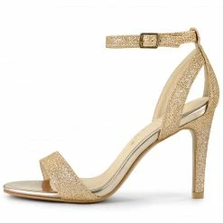 Allegra K Women's Glitter Ankle Strap Stiletto High Heel Sandals 45 Allegra K Women's Glitter Ankle Strap Stiletto High Heel Sandals
