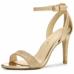 Allegra K Women's Glitter Ankle Strap Stiletto High Heel Sandals 39 Allegra K Women's Glitter Ankle Strap Stiletto High Heel Sandals
