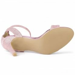 Allegra K Women's Glitter Ankle Strap Stiletto High Heel Sandals 36 Allegra K Women's Glitter Ankle Strap Stiletto High Heel Sandals