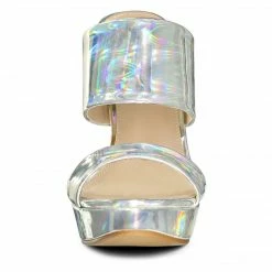 Allegra K Shoes Women's Colorful Platform Stiletto High Heels Slide Sandals