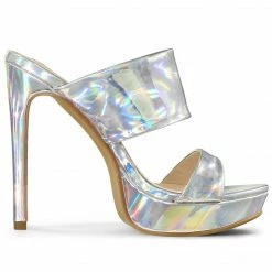 Allegra K Shoes Women's Colorful Platform Stiletto High Heels Slide Sandals