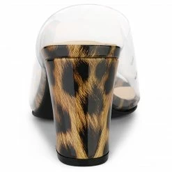 Allegra K Shoes Women's Clear Chunky Heel Slides Sandals Mules