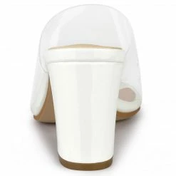 Allegra K Shoes Women's Clear Chunky Heel Slides Sandals Mules