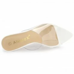 Allegra K Shoes Women's Clear Chunky Heel Slides Sandals Mules