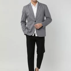 Allegra K Men's Notched Lapel Button Slim Fit Casual Lightweight Sport Coats Blazer