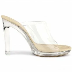 Allegra K Women's Clear Platform Block Heeled Slides Sandals Shoes