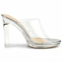 Allegra K Women's Clear Platform Block Heeled Slides Sandals Shoes