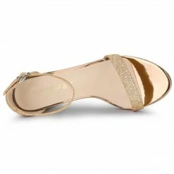 Allegra K Shoes Women's Glitter Ankle Strap Chunky Heels Sandals