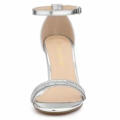 Allegra K Women's Rhinestone Ankle Strap Chunky Heels Sandals 18 Allegra K Women's Rhinestone Ankle Strap Chunky Heels Sandals