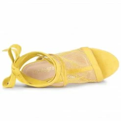 Allegra K Women's Mesh Block Heel Lace Up Sandals